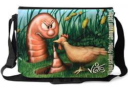 Veit'S Gute Laune Tasche Schultertasche Laptoptasche Schultasche College Tasche mit Motiv Huhn Megawurm - TAB0144 von Veit'S