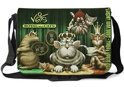 Veit's Gute Laune Tasche Schultertasche Laptoptasche Schultasche College Tasche mit Katzen-Motiv Royal silly Cats - TAB0272 von Veit's