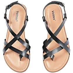 Veittes Frauen Slide Sandalen - Modische Slip-On-Schnürschuhe für Frühling und Sommer.(2307028,BK/MF,40.5) von Veittes