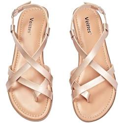 Veittes Frauen Slide Sandalen - Modische Slip-On-Schnürschuhe für Frühling und Sommer.(2307028,GD/MF,43) von Veittes