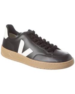 Veja Herren V-10 Leder-Sneaker, Schwarz/Weiß/Dune, 45 EU von Veja