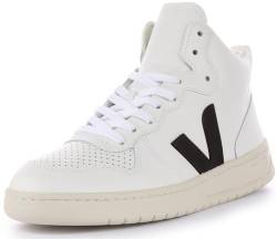 Veja V-15 Leder Damen Schnürschuhe Sneaker Stylischer Komfort für Frauen, Weiß, Schwarz, 37 EU von Veja
