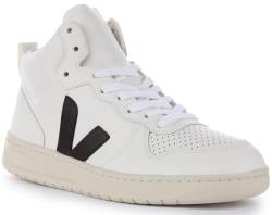 Veja V-15 Leder Damen Schnürschuhe Sneaker Stylischer Komfort für Frauen, Weiß, Schwarz, 39 EU von Veja