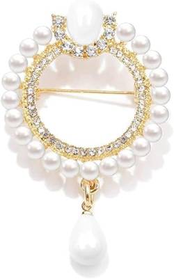 VejiA 2 Farben wählen Perlen- und Strass-Blumen-Kreisbroschen für Frauen, elegante Broschennadel, Wintergeschenk von VejiA