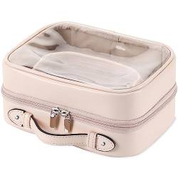 Veki Transparent Kosmetiktasche, Doppelte Reise Kulturbeutel, Wasserdichter Kulturtasche, Groß Kapazität Öffnen Sie Kosmetikbeutel, Make Up Tasche Organizer für Damen und Mädchen (Groß Rosa) von Veki