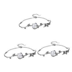 Armband aus Sterlingsilber, Armband aus 925er-Silber, 2 Stück, Mädchenarmbänder, Strandarmbänder for Damen, Damenarmbänder, Kindergeschenke, Armreifen, Perlenarmbänder for Damen ( Color : Silverx3pcs_ von VekkEr