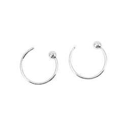 Ohrringe Silber, Ohrringe for Frauen, 1 Paar Ohrringe aus S999-Sterlingsilber, Creolen for Mädchen, Ohrwickel-Ohrringe, Ohrstecker for Frauen, Mini-Huggie-Creolen (Color : Silver b, Size : 1x1cm) von VekkEr