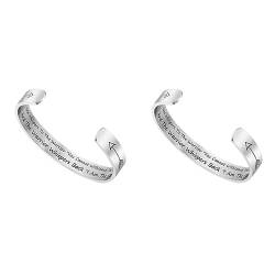 Sterling-Silber-Armband, 925-Silber-Armband, 2 Stück, Herren-Armbänder, Damen-Geschenk, Charm-Armbänder, Herren-Armreif, Damen-Armbänder, Motivationsarmbänder mit Zitaten ( Color : Silverx2pcs_15*1cmx von VekkEr