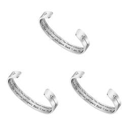 Sterling-Silber-Armband, 925-Silber-Armband, 2 Stück, Herren-Armbänder, Damen-Geschenk, Charm-Armbänder, Herren-Armreif, Damen-Armbänder, Motivationsarmbänder mit Zitaten ( Color : Silverx3pcs_15*1cmx von VekkEr