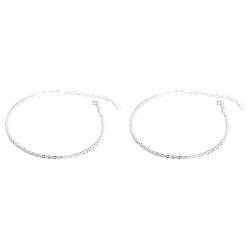 Sterling-Silber-Armband, 925-Silber-Armband, 2 Stück Sterling-Silber-Armbänder for Damen, Armbänder for Mädchen, Damen-Armbänder, Damen-Armreifen, Armbänder for Damen ( Color : Silverx2pcs_19*0.3cmx2p von VekkEr