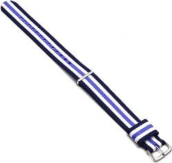 VekkEr Nylon-Uhrenarmband, Sportuhrenarmbänder, Uhrenarmband, Nylonarmband, silberne Schnalle, goldene Schnalle, 18 mm, 20 mm, Armband, Uhrenarmband (Color : Blue White Purple S, Size : 18mm) von VekkEr