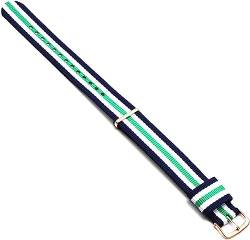 VekkEr Nylon-Uhrenarmband, Sportuhrenarmbänder, Uhrenarmband, Nylonarmband, silberne Schnalle, goldene Schnalle, 18 mm, 20 mm, Armband, Uhrenarmband (Color : Seven Color Green Rg, Size : 18mm) von VekkEr