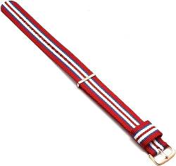 VekkEr Nylon-Uhrenarmband, Sportuhrenarmbänder, Uhrenarmband, Nylonarmband, silberne Schnalle, goldene Schnalle, 18 mm, 20 mm, Armband, Uhrenarmband (Color : Seven Color Red Rg, Size : 18mm) von VekkEr