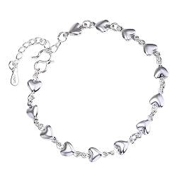 VekkEr Sterling-Silber-Armband, 925-Silber-Armband, Herz-Armband, Perlen for die Schmuckherstellung, Herz-Gliederketten-Armband, Geburtsstein-Armband, Damen-Armbänder, Perlen-Armband von VekkEr