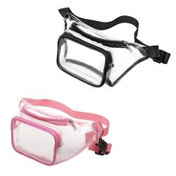 Veluckin Transparente Gürteltasche, Crossbody-Hüfttasche für Damen und Herren, wasserdichte Gürteltasche zum Laufen, Wandern, Reisen, 02-schwarz+rosa von Veluckin