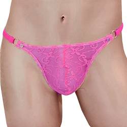 VemeFufu Sexy Spitze Herren Unterwäsche String C String G Slip Boxer Tanga Männer Hot Niedrige Taille Elastische Thong Mankini Bikini Männliche Höschen, A Fuchsia, Einheitsgröße von VemeFufu