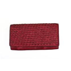 Damen Geldbörse gewaschenes Leder Rot Büffelleder Portemonnaie Doppelreißverschluss Used Look Vintage Geldbeutel von Ven Tomy