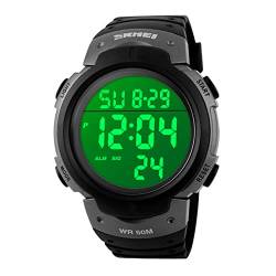VenSten Herren Digital Uhren,50 m Wasserdicht Freizeit Outdoor Armbanduhr mit Wecker Stoppuhr, Läuft mit LED - Digitaluhren für Männer. von VenSten