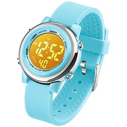 VenSten Kinder Digital Sport Uhren-Jungen Mädchen Wasserdicht Armbanduhr Sportuhr mit Wecker Datum Chronograph 7 LED Hintergrundbeleuchtung für Little Jugendliche Jungen - Hellblau von VenSten