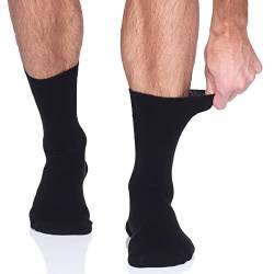 Venasoft 6 Paar Herren Socken mit handgekettelter Naht faltenfreie und druckfreie Diabetikersocken mit Komfortbund (43-46, Schwarz) von Venasoft