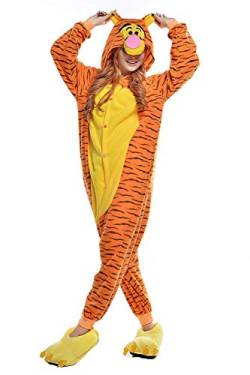 Venaster Cosplay Pyjamas Erwachsene Unisex Animal Cosplay Overall Pajamas Anime Schlafanzug Jumpsuits Spielanzug Kostüme (Small, Tigger) von Venaster
