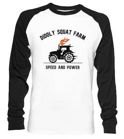 Diddly Squat Farm Shop Logo Tractor Unisex Baseball T-Shirt Langarm Herren Damen Weiß Schwarz von Vendax