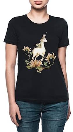 Letztes Einhorn - Blumengarten Damen T-Shirt Schwarz von Vendax