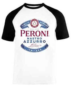 Peroni Nastro Azzurro Unisex Baseball T-Shirt Kurze Ärmel Herren Damen Weiß Schwarz von Vendax