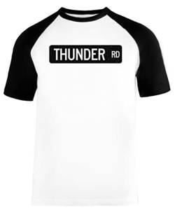Thunder Road Street Sign Unisex Baseball T-Shirt Kurze Ärmel Herren Damen Weiß Schwarz von Vendax