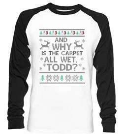 and Why is The Carpet All Wet, Todd Unisex Baseball T-Shirt Langarm Herren Damen Weiß Schwarz von Vendax