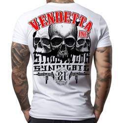 Vendetta Inc. Herren Rundhals Kurzarm T Shirt weiß Threes Skull VD-1357 (DE/NL/SE/PL, Alphanumerisch, L, Regular, Regular, weiß) von Vendetta Inc.