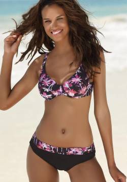 Große Größen: Bügel-Bikini, pink-schwarz, Gr.42D von Venice Beach LM