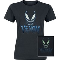 Venom (Marvel) - Marvel T-Shirt - Blue Web Face - Glow In The Dark - S bis XXL - für Damen - Größe L - schwarz  - Lizenzierter Fanartikel von Venom (Marvel)