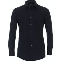 VENTI Businesshemd Jerseyhemd - Modern Fit - Langarm - Einfarbig - Blau mit Stretch von Venti