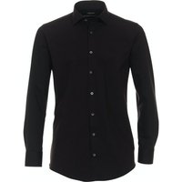 VENTI Businesshemd Jerseyhemd - Modern Fit - Langarm - Einfarbig - Schwarz mit Stretch von Venti