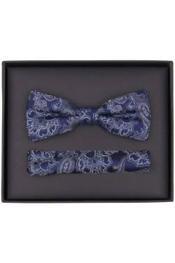 Venti Set Fliege, Einstecktuch dunkelblau, Paisley von Venti