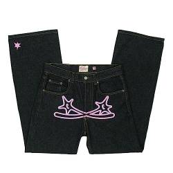 Baggy Jeans für Herren – Y2K-Jeans Minus Two Cargohose für Herren, Lässige Cargohose mit Großen Taschen, Hip Hop Trend Punk Streetwear Hose, Lockere Sporthose (Color : Pink, Size : L) von Ventouse