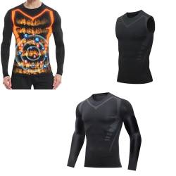 Innovative Body Shaping Technology Men's Vest mit Premium Ice Silk Fabric Optimalen Komfort und Atmungsaktivität (Color : E-2PCS Black, Size : XL) von Ventouse