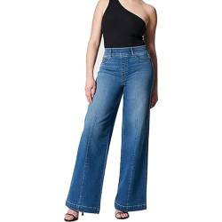Ventouse 2023 Neue Jeans mit Weitem Bein und Naht Vorne, Damen-Jeans Oprah mit Weitem Bein und Naht Vorne Stretch Flare Jeans (Color : Blue, Size : L) von Ventouse