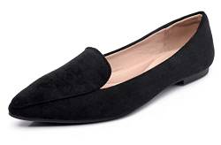 VenusCelia Funkier Wildleder-Schuh für Damen, schwarze Velourslederoptik, 40.5 EU von VenusCelia
