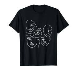 Line Art Frau Gesichter Abstrakt Minimalistisch Cool Neuheit Geschenke T-Shirt von VepaDesigns Line Art