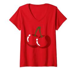 Damen Big Kirsch Kostüm Lustiges Gemüse Halloween Geschenk T-Shirt mit V-Ausschnitt von VepaDesigns Lustige Halloween Geschenk Idee Witzig