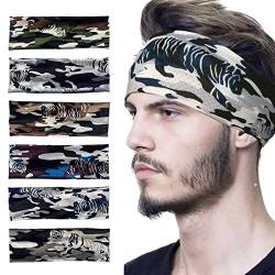 Sport-Stirnband, 6 Stück, Fitness-Stirnband, Laufen, Radfahren, Schweißband, elastisches, atmungsaktives Stirnband für Männer von Vepoty