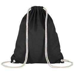 Veproli Baumwoll Turnbeutel Sportbeutel Zuziehbeutel Gymsack Sack Jute Schule Rucksack (Schwarz) von Veproli