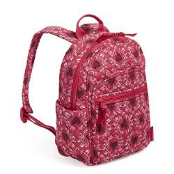 Vera Bradley Damen Kleiner Rucksack Büchertasche, Imperial Hearts Red – recycelte Baumwolle, Einheitsgröße von Vera Bradley