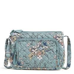 Vera Bradley Damen Little Hipster Crossbody Geldbörse RFID-Schutz Umhängetasche, Sunlit Garden Salbei – recycelte Baumwolle von Vera Bradley