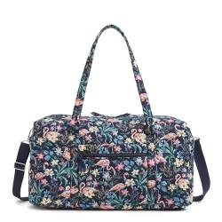 Vera Bradley Große Reisetasche aus Baumwolle für Damen, Flamingo-Garten, Einheitsgröße von Vera Bradley