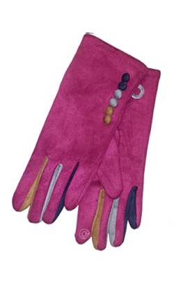 Vera Tucci 'Margot' Damen Handschuhe Wildledergefühl Touchscreen Multicolor Finger G05, himbeere, 42 von Vera Tucci