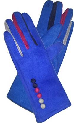 Vera Tucci 'Margot' Damen Handschuhe Wildledergefühl Touchscreen Multicolor Finger G05, königsblau, 42 von Vera Tucci