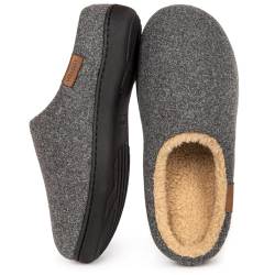 VeraCosy Herren Flauschige Sherpa Pantoffeln Memory Schaum Anti-Rutsch Innen Hausschuhe Grau，43.5 EU von VeraCosy